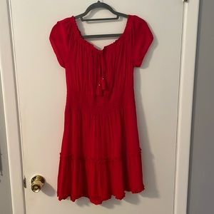 American eagle red off the shoulder dress